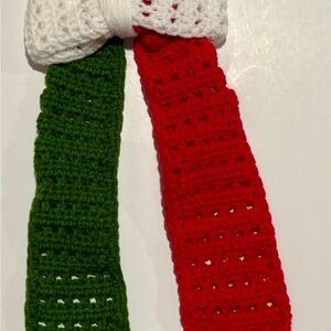 Handcrafted Red, Green, and White Crochet Hair Bow